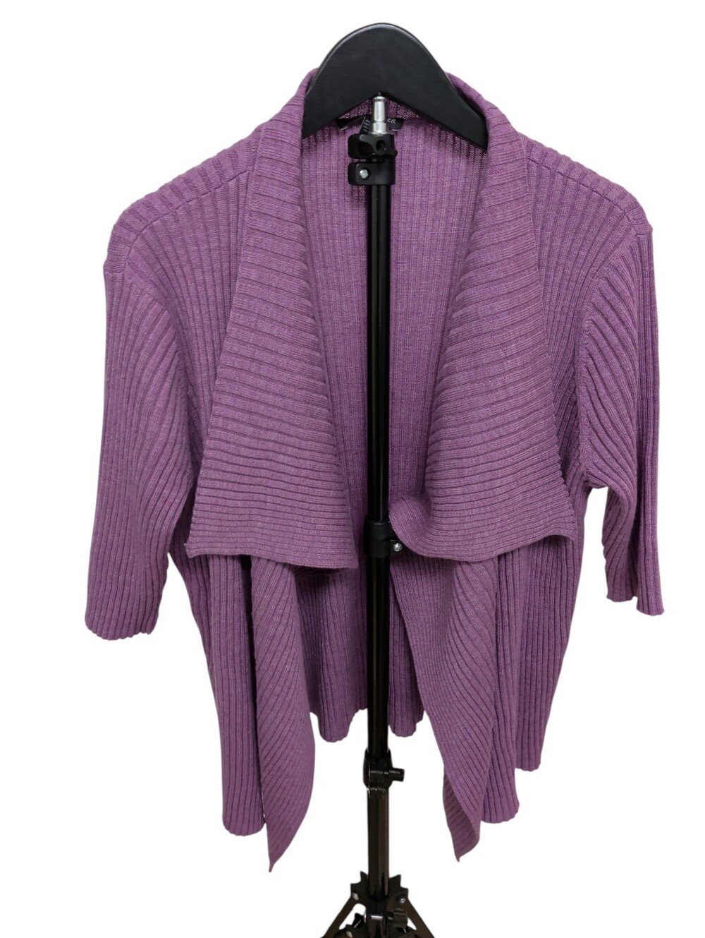 Eileen Fisher Purple Merino Wool Knit Cardigan